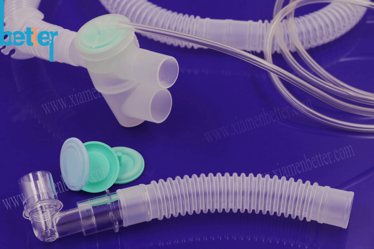  硅胶伞阀注塑三通简易呼吸控制阀配件带出气孔波纹管呼吸回路